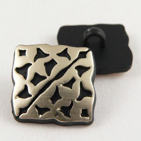 13mm Square Ornate Black And Gold Shank Suit Button
