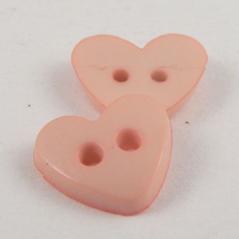 10mm Heart 2 Hole Pink Button