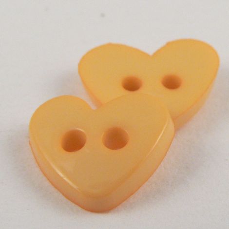 10mm Heart 2 Hole Yellow Button