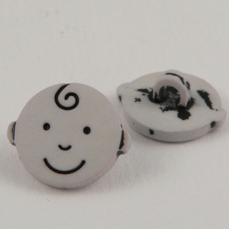 15mm Kiss Curl Smiley Face Shank Button