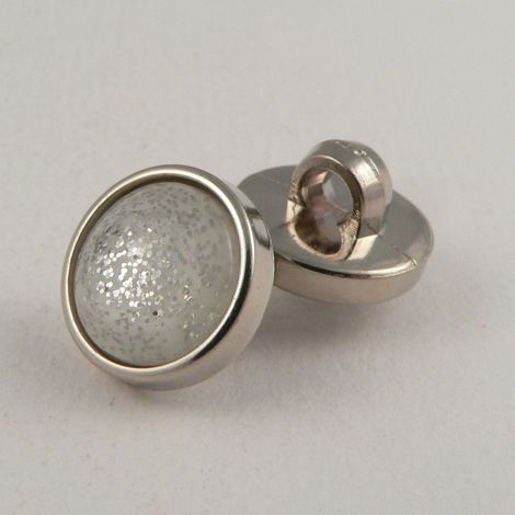 13mm Silver Encased Glitter Shank Button