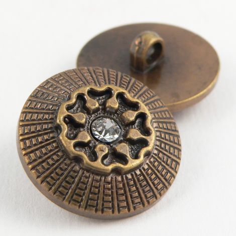 25mm Brass Effect Diamante Ornate Shank Button