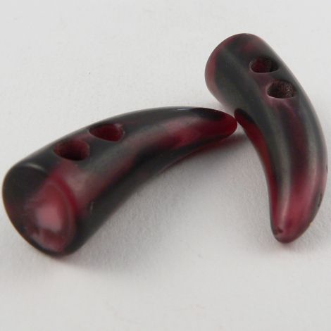 36mm Dark Red/Grey Marble Effect Toggle 2 Hole Coat Button