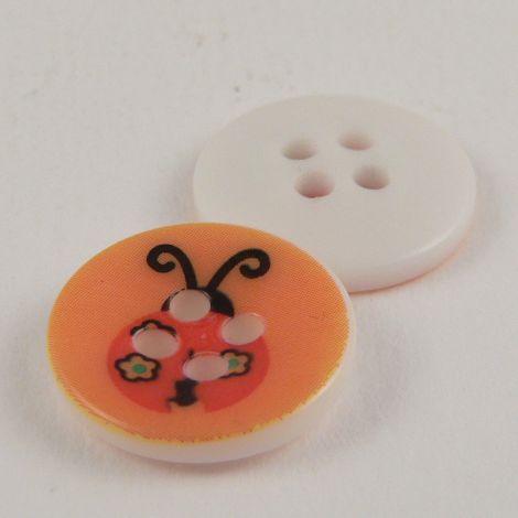 15mm Abstract Ladybird 4 Hole Button