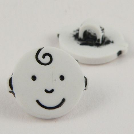 15mm White Smiley Face Shank Button