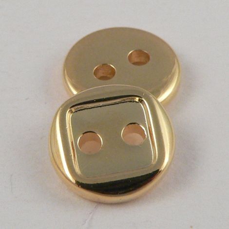 10mm Round Square Gold Effect 2 Hole Shirt/Sewing Button