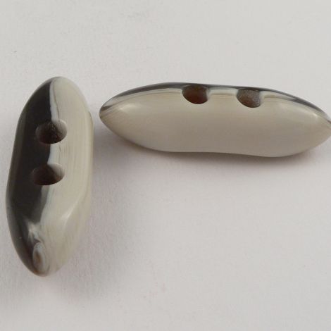 45mm Cream/Brown Marble Effect Toggle 2 Hole Coat Button