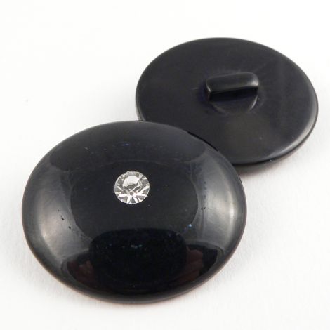 35mm Black Oval Shank Coat Button With Diamante