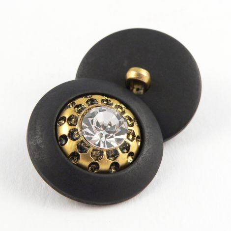 25mm Diamante Coat Button Set In A Gold/Black Shank Rim