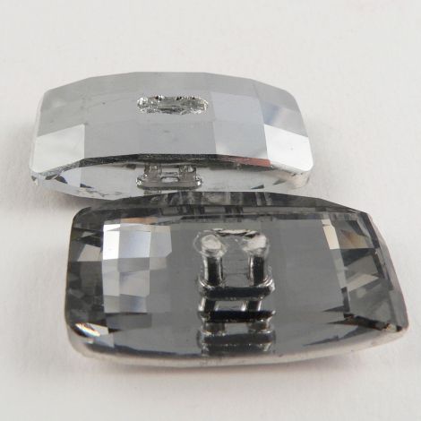 30mm Rectangular Faceted Glass 2 Hole Button