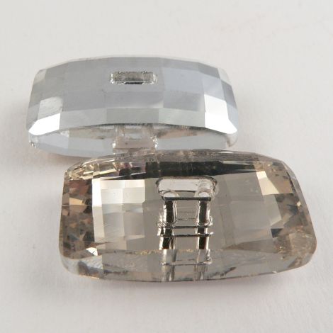 30mm Rectangular Gold Faceted Glass 2 Hole Button