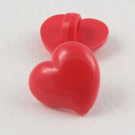 17mm Domed Red Heart Shank Button