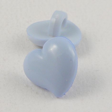 14mm Domed Pale Blue Heart Shank Button