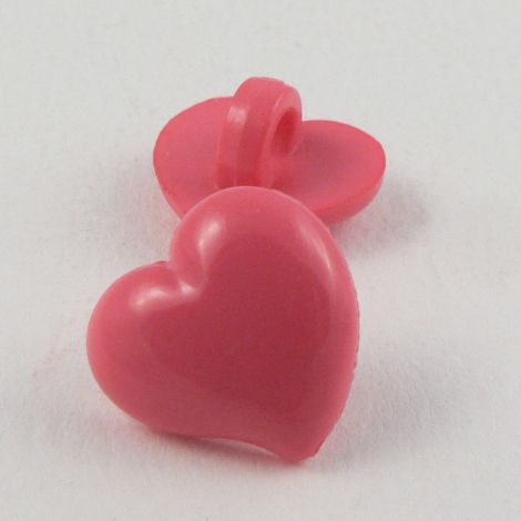 17mm Domed Cerise Pink Heart Shank Button