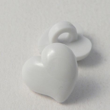 17mm Domed White Heart Shank Button
