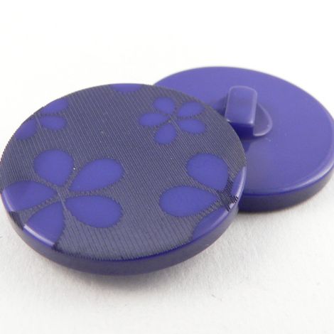30mm Blue Flower Embossed Shank Coat Button