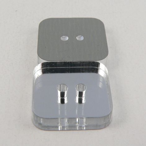 11mm Square Clear Mirror 2 Hole Button