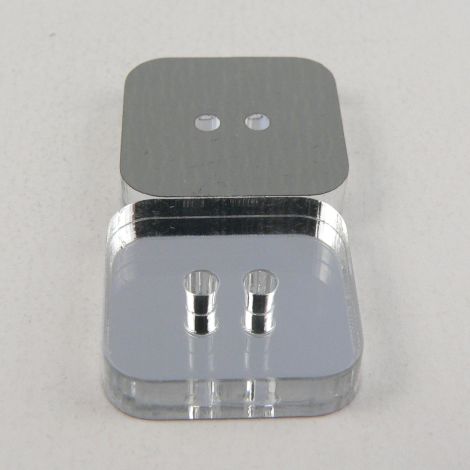 20mm Square Clear Mirror 2 Hole Button