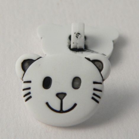18mm Childrens White Cute Cat Face Shank Button