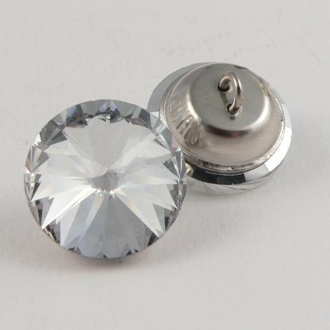 20mm Clear Crystal Faceted Shank Button