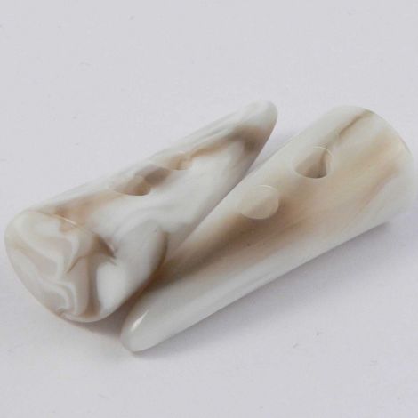 49mm White & Caramel Marble Effect Toggle 2 Hole Coat Button