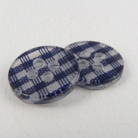 11mm Navy Checked 4 Hole Shirt/Sewing Button