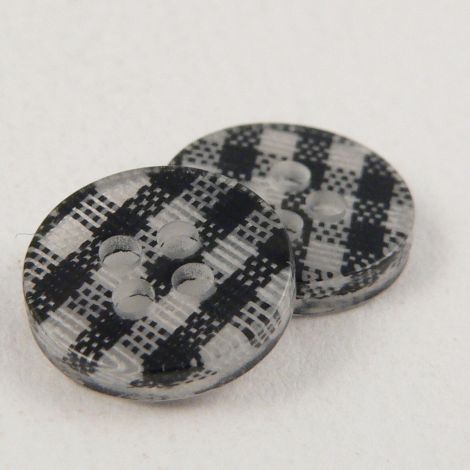 13mm Black Checked 4 Hole Shirt/Sewing Button