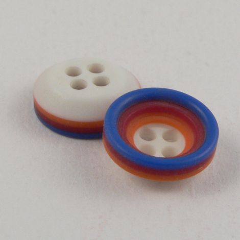 11mm Royal Blue Striped Rubber 4 Hole Button