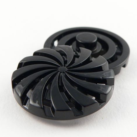 30mm Catherine Wheel Black Gloss Shank Coat Button