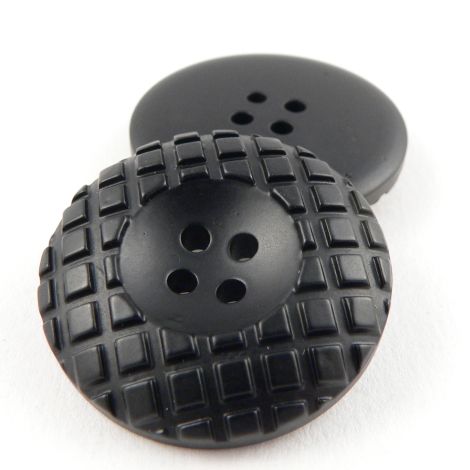 30mm Black Square-Cut Rimmed 4 Hole Coat Button