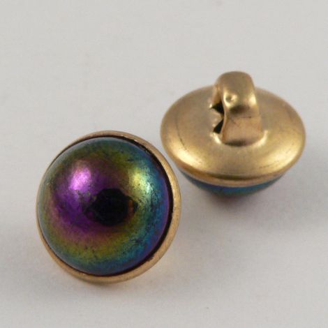 10mm Multicoloured/Gold Domed Shank Sewing Button