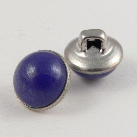 10mm Blue/Silver Domed Shank Sewing Button