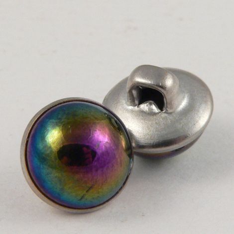 10mm Multicoloured/Silver Domed Shank Sewing Button
