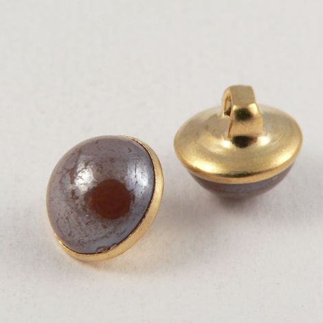 10mm Mocha/Gold Domed Shank Sewing Button