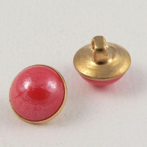 10mm Pinky-Red/Gold Domed Shank Button