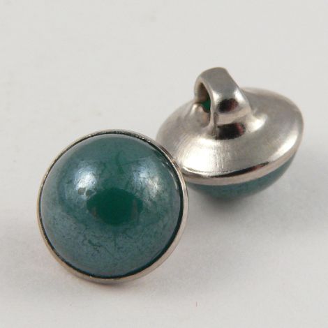 10mm Green/Silver Domed Shank Sewing Button