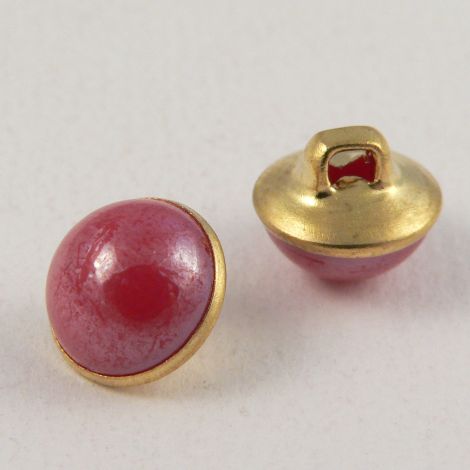 10mm Pink/Gold Domed Shank Sewing Button
