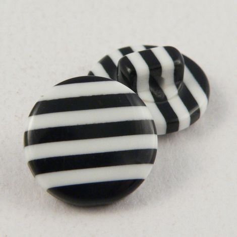 12mm White/Black Striped Shank Sewing Button