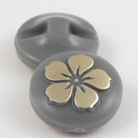 21mm Grey Round Contemporary Flower Shank Button