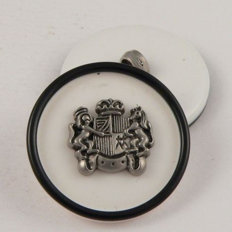 24mm White Coat of Arms Shank Button