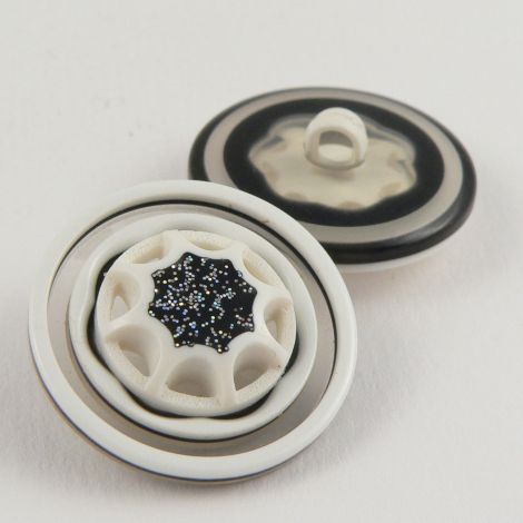 24mm Ornate Glittery Contemporary Shank Button