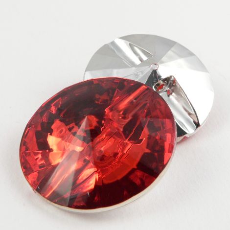 33mm Red Faceted Shank Button