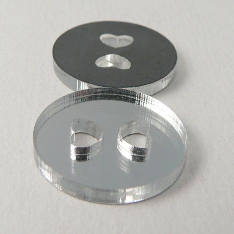 21mm Clear Mirror 2 Hole Button With Heart Shaped Holes