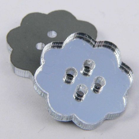 15mm Clear Mirror Flower 4 Hole Button