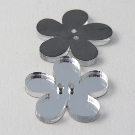 20mm Clear Mirror Flower 2 Hole Button
