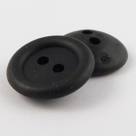 15mm Black Rubber Rugby Shirt 2 Hole Button