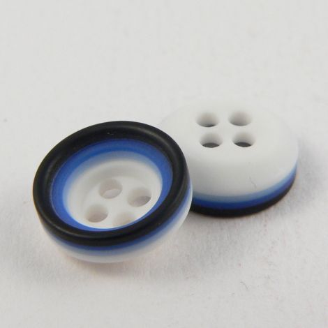 11mm Grey Blue & Black Rubber 4 Hole Button