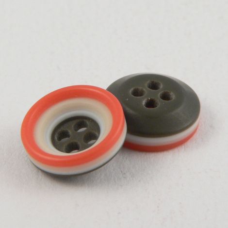 11mm Brown Orange & Stone Rubber 4 Hole Button