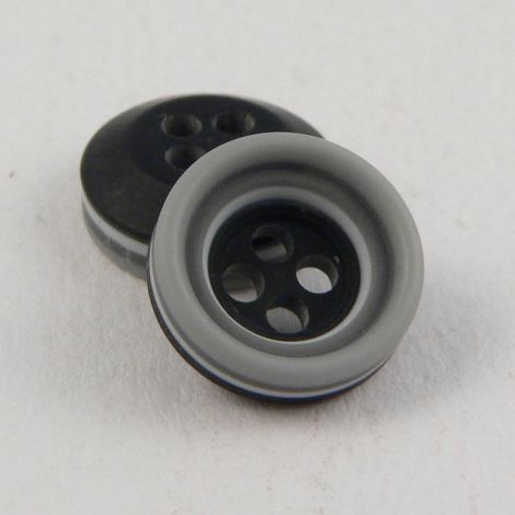11mm Grey Black & White Rubber 4 Hole Button