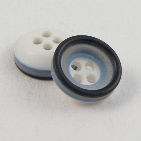 11mm Grey Blue & White Rubber 4 Hole Button